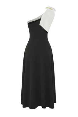 Siyah-Beyaz Fiyonk Detayl? Abiye Gece Mezuniyet Elbisesi TPRSS25EL00290