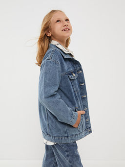G?mlek Yaka K?z ?ocuk Jean Ceket