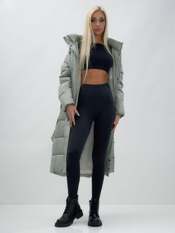 Пальто утепленное стеганное зимнее с капюшоном женское зеленого цвета 9609Z - Mtforce фото 7