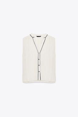 CONTRAST TRIM PLEATED BLOUSE - Zara фото 6