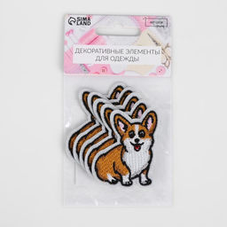 Цена за 5 шт. Патч клеевой на одежду, обувь, сумки «Корги», 4×5.2 см