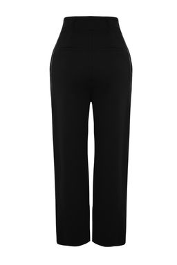 TRENDYOLMILLA Siyah Pileli Genis/Rahat Kesim Yuksek Bel Havuc Fit Interlok Orme Pantolon TWOAW24PL00143  фото 9