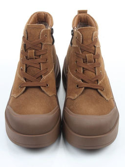 04-WD021-1M BROWN Ботинки зимние женские (натуральная замша, 100% шерсть)