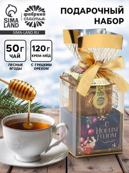 Подарочный набор С Новым годом: чай 50 г, крем-мёд с грецким орехом, 120 г