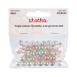 Бусина Zlatka акрил ACB-01 10 мм 25 г № 01 ассорти  фото 3