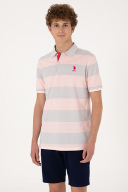 Erkek Regular Fit Pudra Polo Yaka _izgili Ti__rt Sepette S_rpriz _ndirim