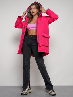 Парка женская зимняя MTFORCE c капюшоном розового цвета 2329R  фото 36