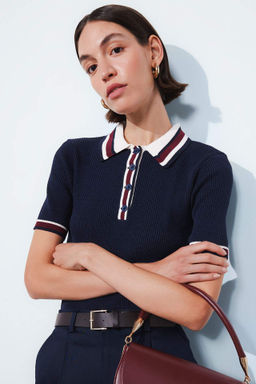 Regular Fit Dugmeli Polo Yaka K?sa Kollu Bordo Triko Kazak - Defacto фото 2