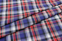 Пестрядь Клетка цв.красный/сине-фиолетовый/графитово-черный с белым, ш.1.5м, хл-100%, 150гр/м.кв - Купава фото 3