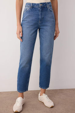 Gece Mavisi Yuksek Bel Yeni Mom Jeans TWOAW26JE00054 - Trendyolmilla фото 11