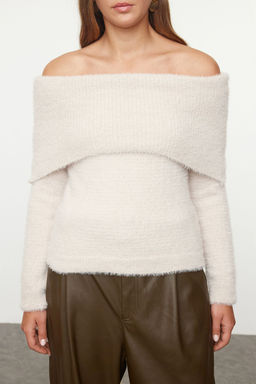 Tas Carmen Yaka Tuylu/Sakal Iplikli Triko Kazak TWOAW24KZ00121 - Trendyolmilla фото 3