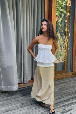 VESTIDO MIDI COMBINADO / Blanco