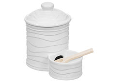 Банка д/соли 500 мл 15,5*10*14,5 см "Айсберг волны" с деревянной ложкой и крышкой
