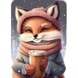 Алмазная мозаика на новый год с частичным заполнением на холсте Лисичка, 15?21 см, набор для творчества