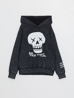 Rahat Kal?p Bask?l? Erkek ?ocuk Hoodie
