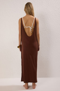 Siyah Orme Y?rtmacl? Maxi Plaj Elbise TBESS25EL00115 - Trendyolmilla фото 12