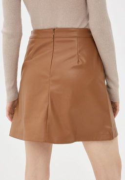 Кожаная юбка горчичного оттенка - Incity фото 6