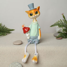 Цена за 2 шт. Фигурка Кошка висячие ножки 2 штуки набор 21 см / 9465 /уп 48/ - Галеонтрейд фото 6