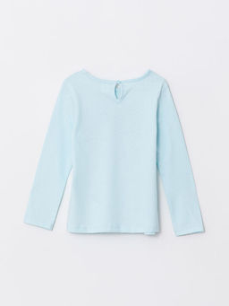 Bisiklet Yaka Uzun Kollu Bask?l? K?z Bebek Ti??rt