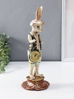 Фигура с часами настольными полистоун Зайчик в кепке с часами, 12.5?12.5?35 см