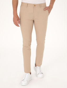 Bej Slim Fit Kanvas Pantolon