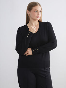 V Yaka Kad?n Triko Kazak