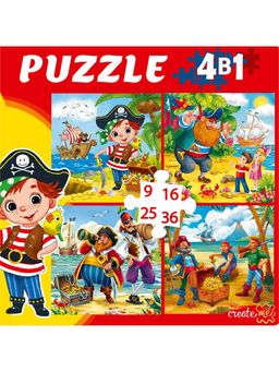 Puzzle 4 в 1 "Приключения пиратов" 9, 16, 25 и 36 эл. (П-8390)
