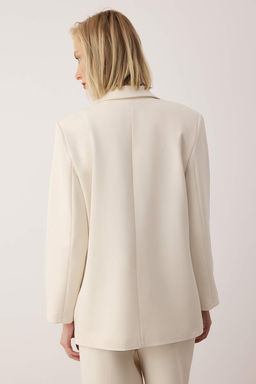 EXCLUSIVE Ozel Koleksiyon Ekru Biye Detayl? Oversize Blazer Ceket TWOAW26BC00053 - Trendyolmilla фото 5