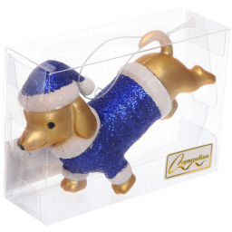 Ёлочная игрушка "Волшебная такса" 3,5*12*8,5 см, Сапфир