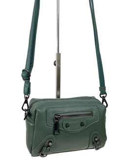 Кросс боди из натуральной кожи, цвет зеленый - Greta фото 2