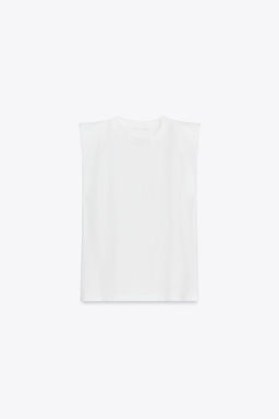 SLEEVELESS SHOULDER PAD T-SHIRT - Zara фото 6