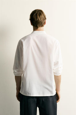 CAMISA RELAXED FIT ALGOD?N - VISCOSA LAZOS / Blanco roto - Zara фото 3