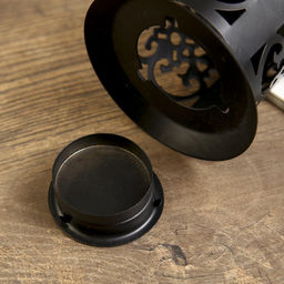 Металлический подсвечник на 1 свечу «Ажурный фонарик», чёрный, 23×14×9.5 см