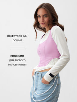Корсет женский кожаный MIST, размер 46 (L), розовый