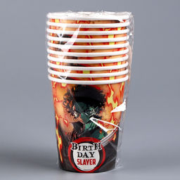 Цена за 10 шт. Стакан бумажный Happy Birthday, аниме, 250 мл - Страна карнавалия фото 3
