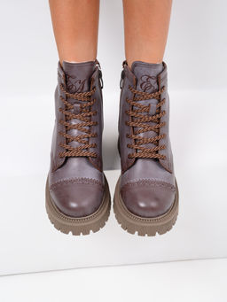 Ботинки 319.taskanaka.Вакса коричневая/шерсть