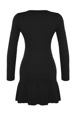 Siyah Mini Pileli Triko Elbise TWOAW24EL00013