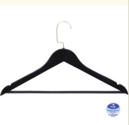 Цена за 3 шт. Плечики деревянные с выемками 1шт "ДОМания", цвет черный, поворотный крючок, 44*25см (Селфи)