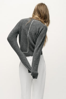 CONTRAST TRIM KNIT SWEATER - Zara фото 6