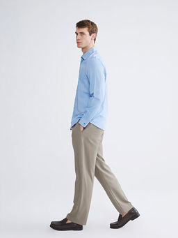 ?nden D??me Kapamal? D?z Uzun Kollu Erkek G?mlek