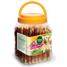 Triol Лакомство для собак «Крученые палочки с мясом утки», 750г (банка)