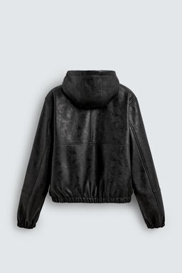 HOODED LEATHER EFFECT JACKET - Zara фото 8