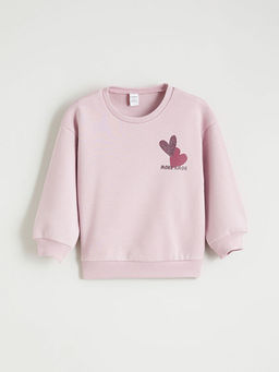 Kalp Bask?l? K?z ?ocuk Sweatshirt