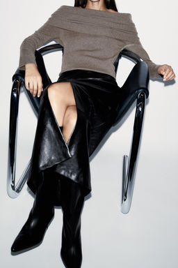 FAUX LEATHER MIDI SKIRT - Zara фото 3