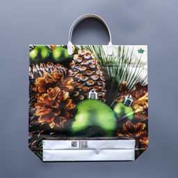 Цена за 9 шт. Пакет подарочный новогодний «Зеленые шары», полиэтиленовый с пластиковой ручкой, 37×36 см