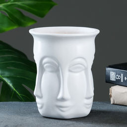 Декоративное кашпо для цветов Аделия, 1 л, d=13 см, h=16 см, керамика, белое