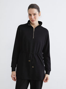 Dik Yaka Oversize Kad?n Sweatshirt Tunik