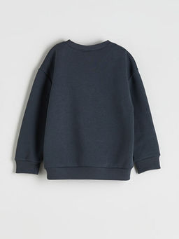 Bisiklet Yaka Dinozor Bask?l? Erkek ?ocuk Sweatshirt ve E?ofman Alt? 2li Tak?m