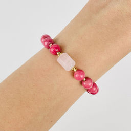 Браслет из Родонита и Розового кварца