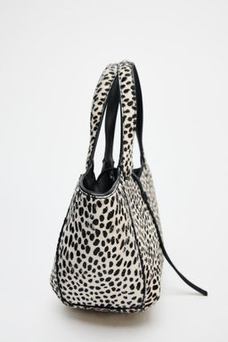 LEATHER ANIMAL PRINT MINI SHOPPER BAG - Zara фото 4